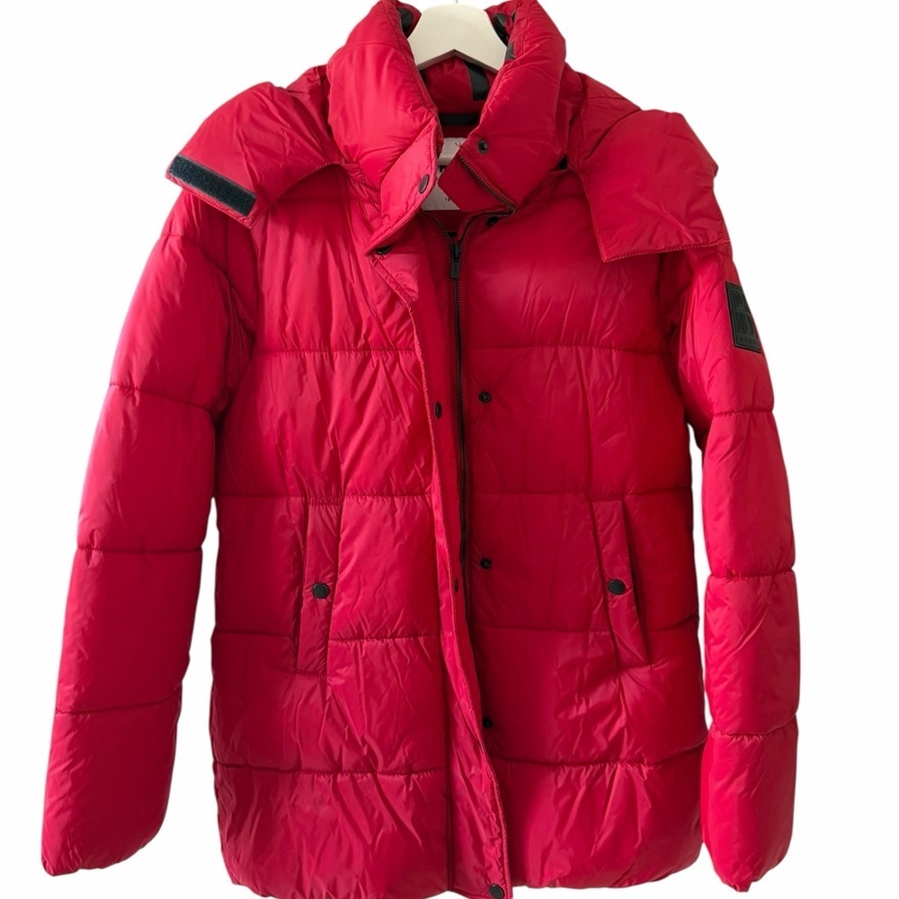 DKNY Sport Hooded Puffer Jacket In Red